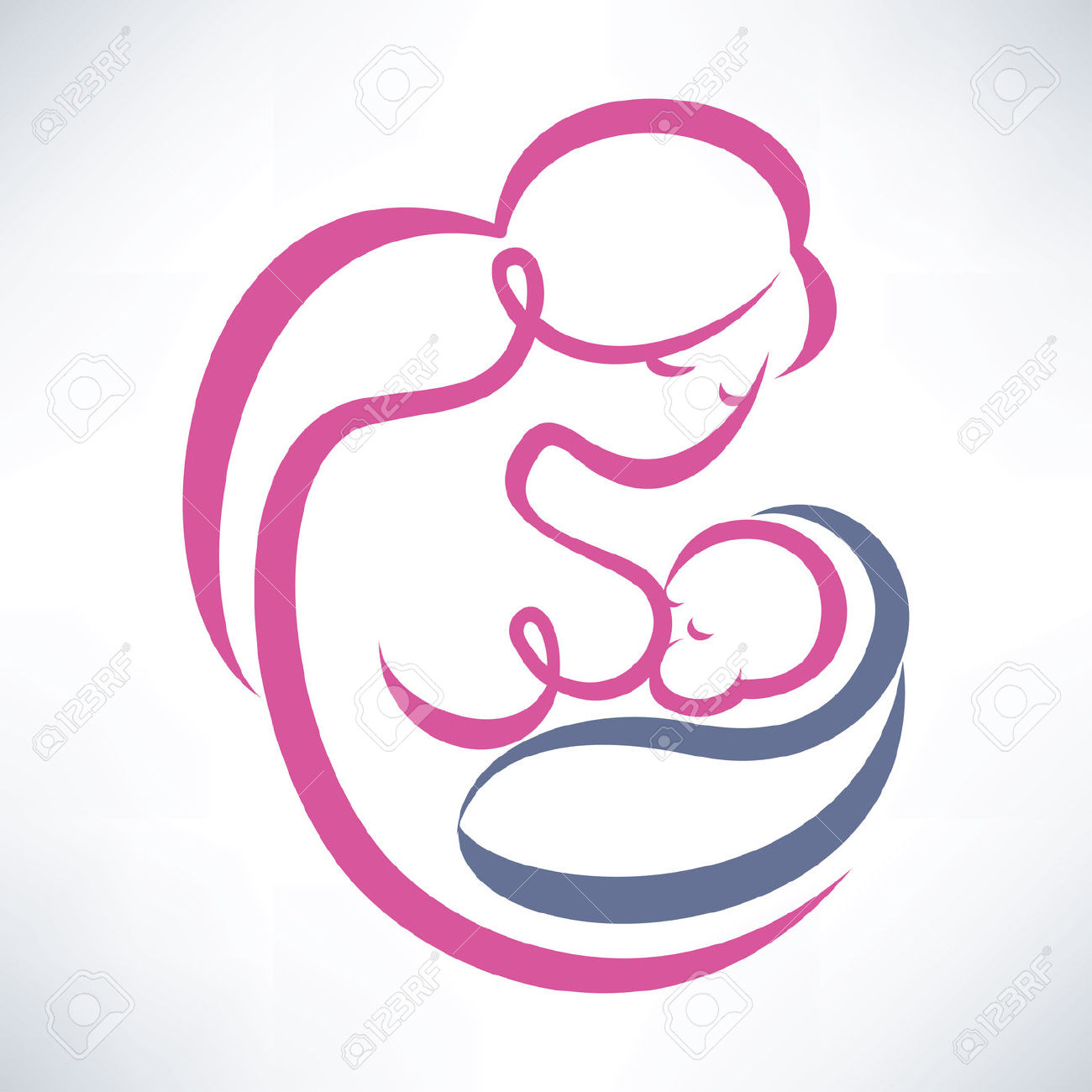 Vector - mother breastfeeding her baby stylized symbol