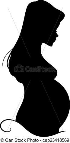 Vector - Pregnant Silhouette - stock illustration, royalty free illustrations, stock clip art icon