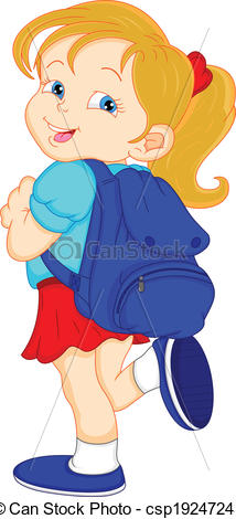 Vector - school girl with bag