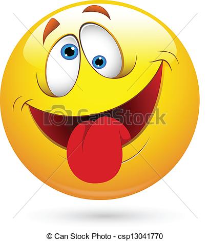 Vector Tongue Out Funny Smile - Funny Face Clipart