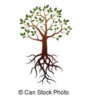 ... Vector tree, green leafs  - Roots Clip Art