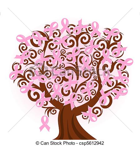 Vector Vector Illustration Of A Breast Cancer Pink Ribbon Tree