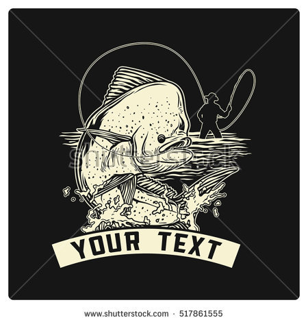 Vector vintage fisherman with boats for logo design