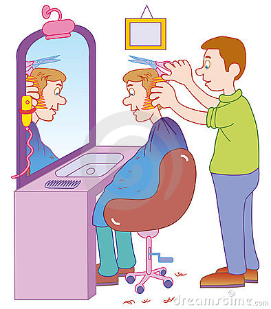 Vectorial Illustration Barber Cutting Man S Hair Isolated On A