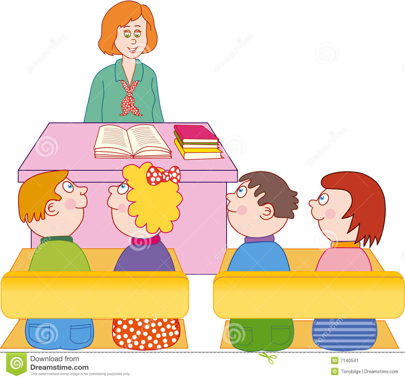 Vectorial Illustration Female Teacher Teaching Students In The