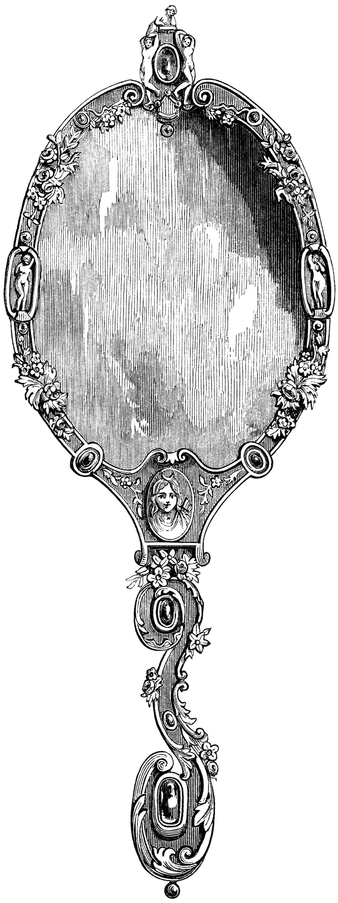 Victorian Hand Held Mirror ~ Free Clip Art