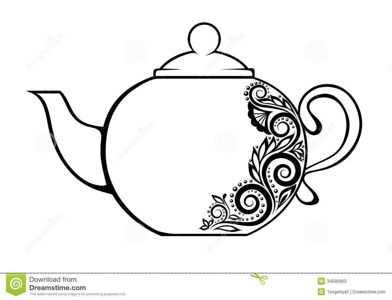 Pink and green teapot clipart