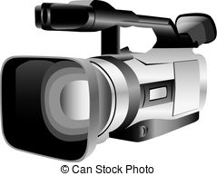 Illustrated video camera isolated against a white.