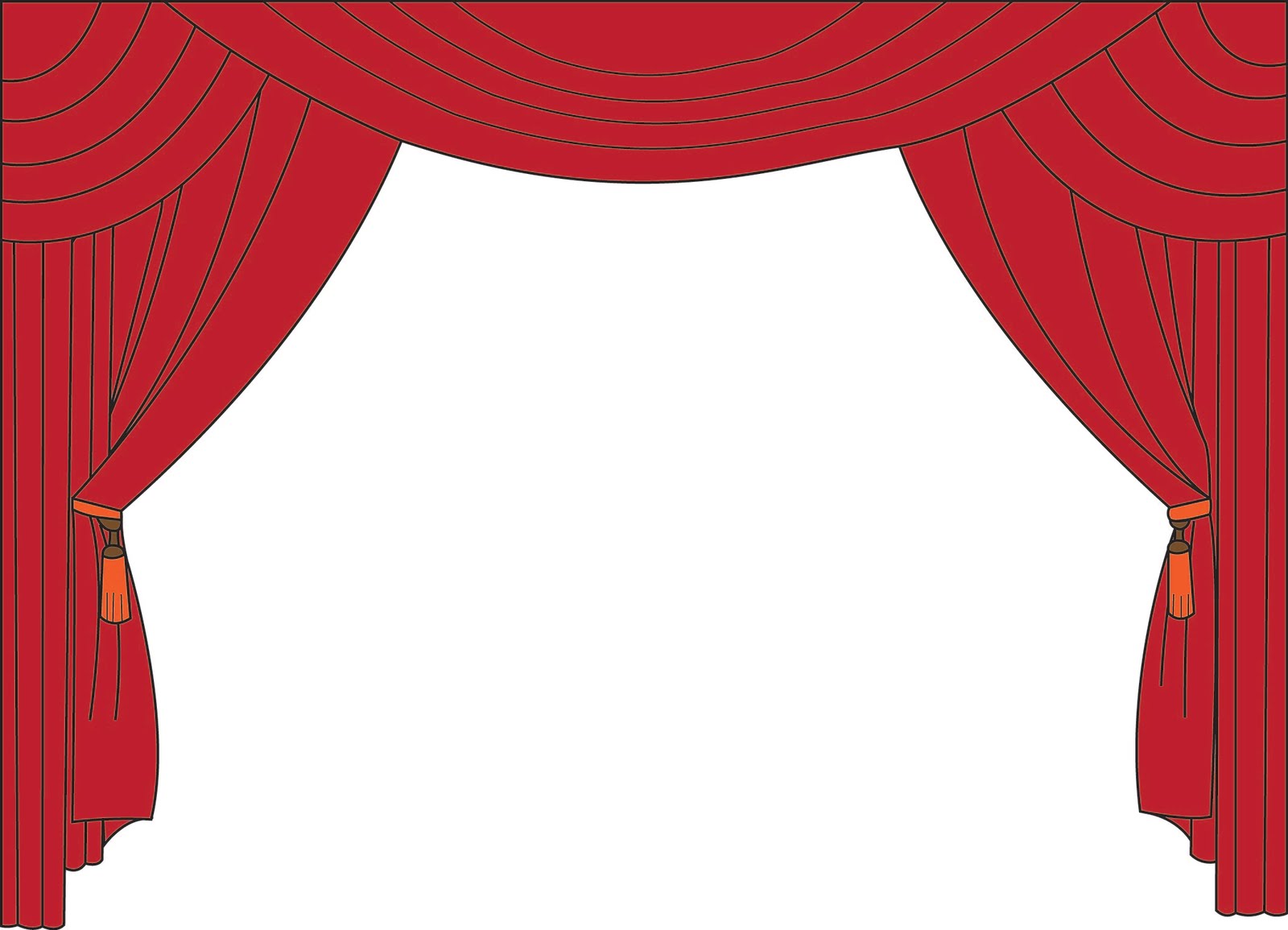 Red theater curtain on white