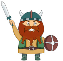 Viking With Spiked Hammer Or Flail And Wooden Shield Clipart Size: 115 Kb