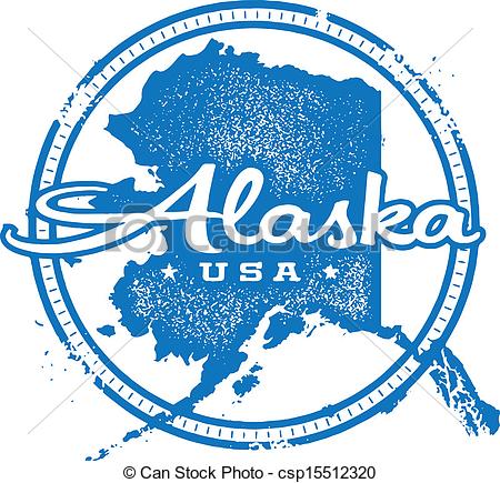 ... Vintage Alaska USA State Stamp - Vintage style distressed.