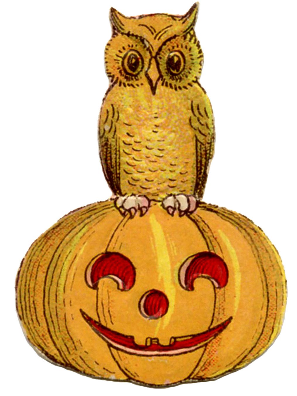 Vintage Halloween Clip Art u2013 Cute Owl on Pumpkin