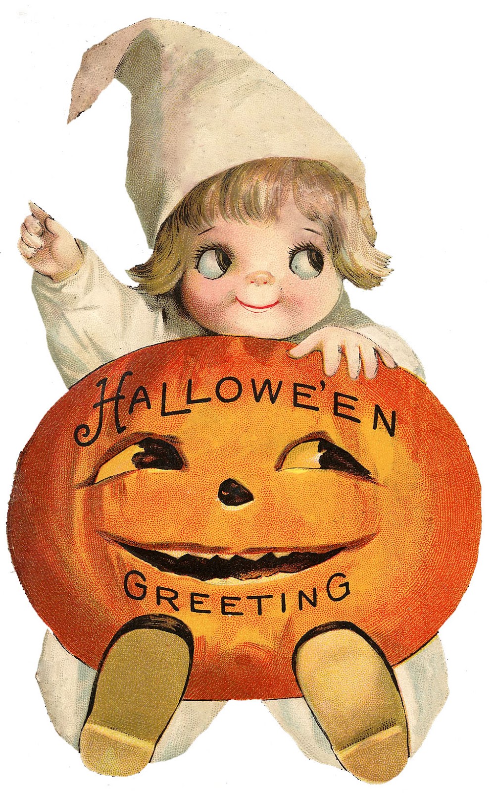 Vintage Halloween Clip Art u2013 Googly Eye Pumpkin Girl