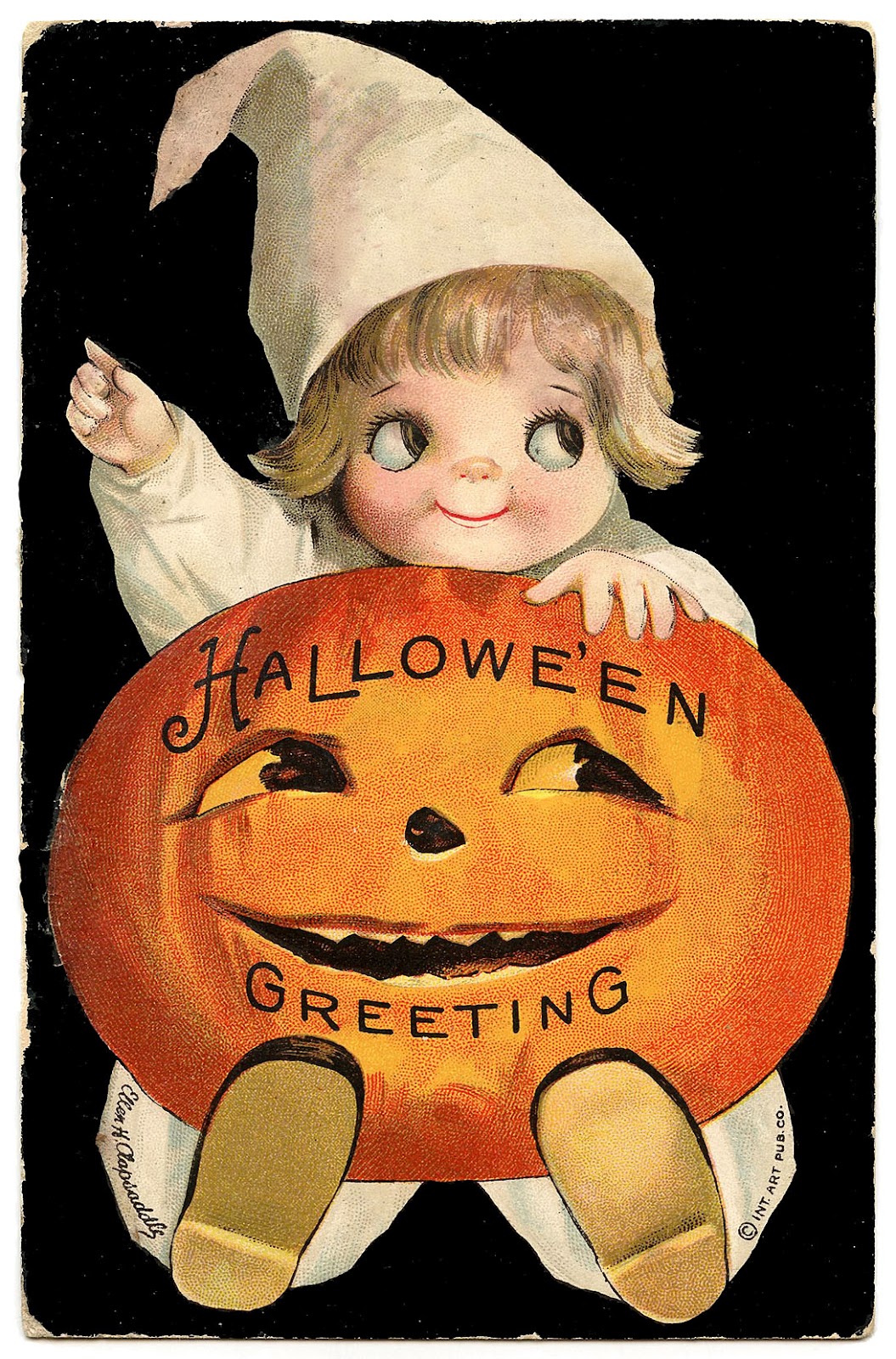 Vintage Halloween Clip Art u2013 Googly Eye Pumpkin Girl