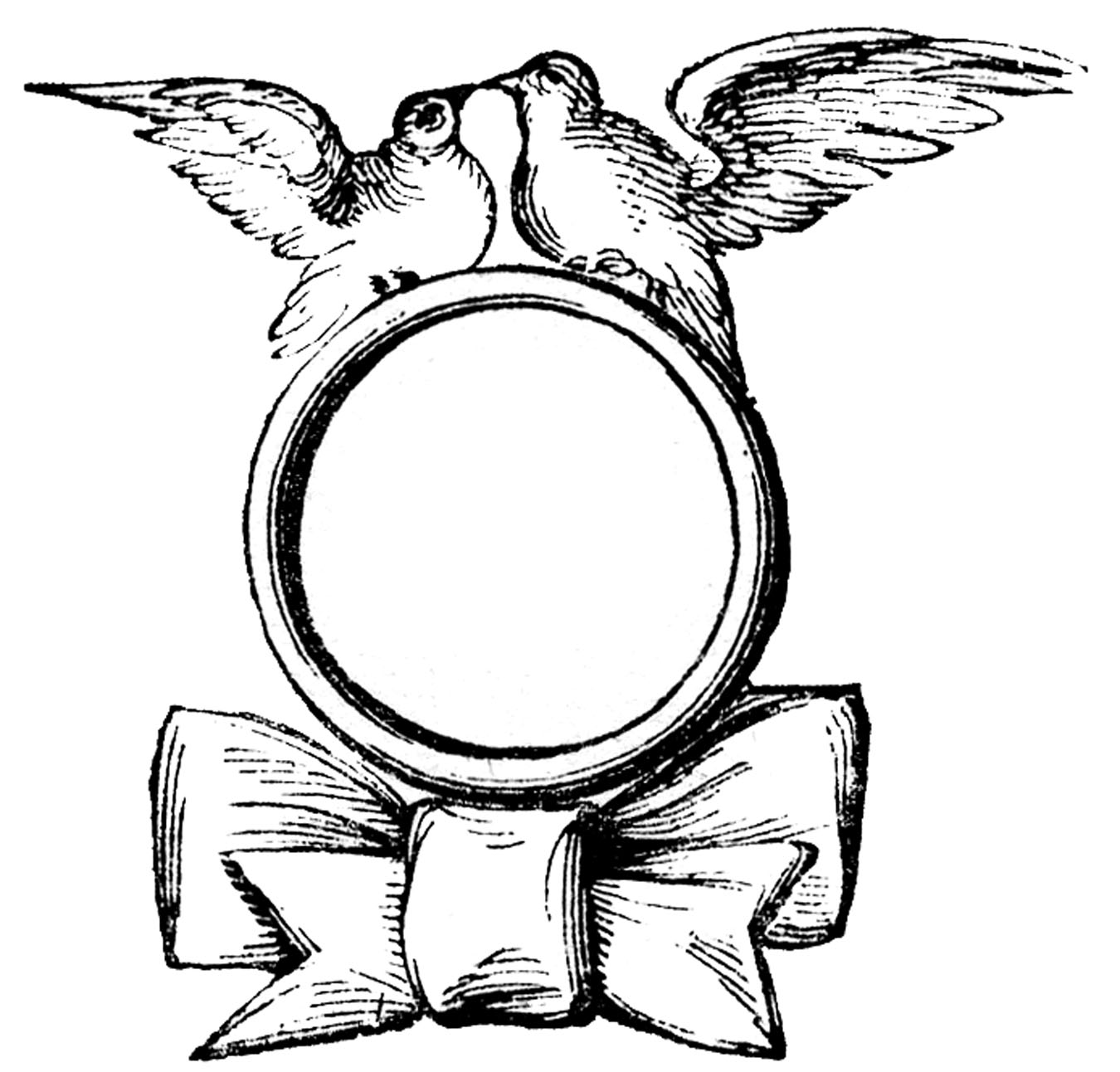 Vintage Wedding Clip Art u2013 Ring with Doves