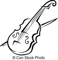 ... Violin and bow - Black an - Violin Clipart Black And White
