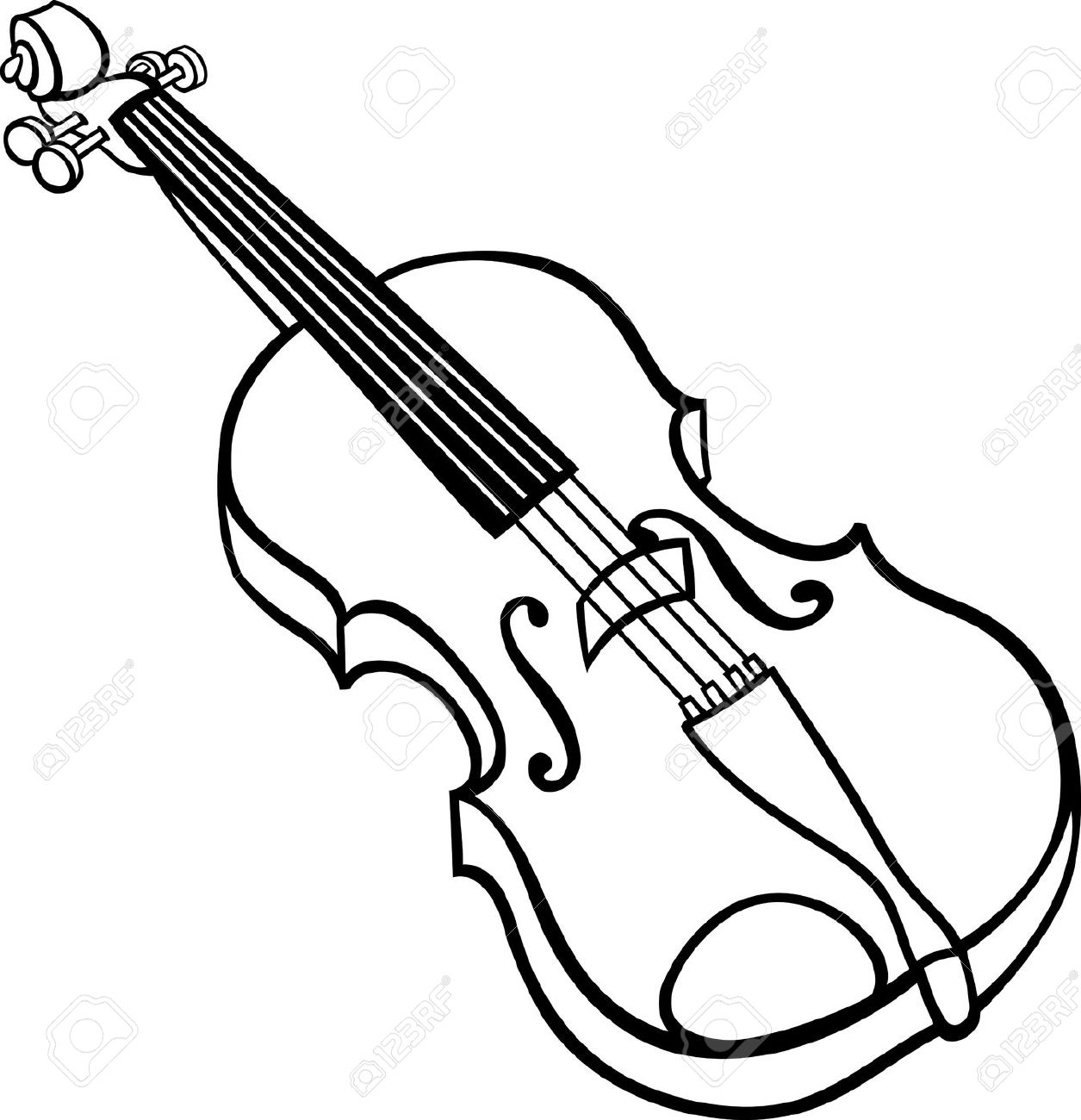 Violin Black And White Clipart. Black and White Cartoon .