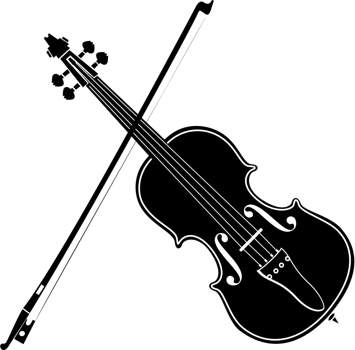 Playing Violin Clipart Black  - Violin Clipart