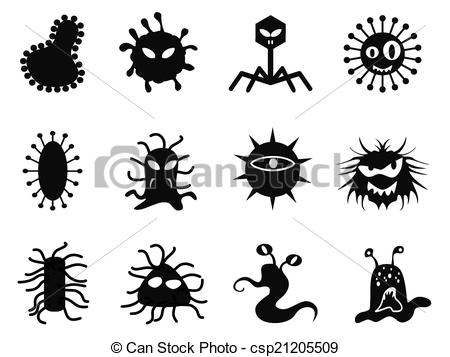 black virus icons set - csp21205509