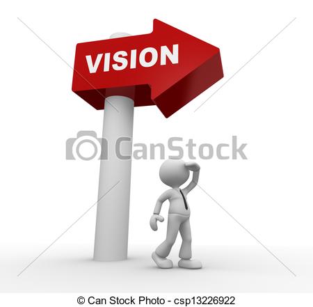 Vision - 3d people - man, person with directional sign and.