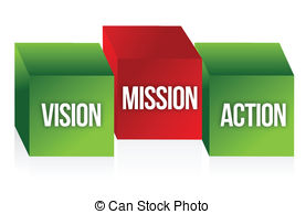 ... Vision, Mission and Action to symbolize a business strategy.