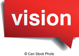 ... Vision red 3d realistic paper speech bubble isolated on.