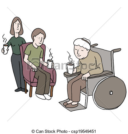 ... Visiting Nursing Home - An image of a family visiting.