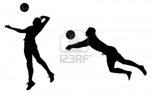 volleyball player clipart black and white