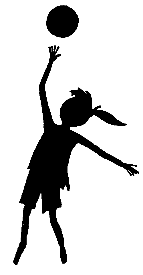 volleyball clipart of young girl volleyball player in black and white