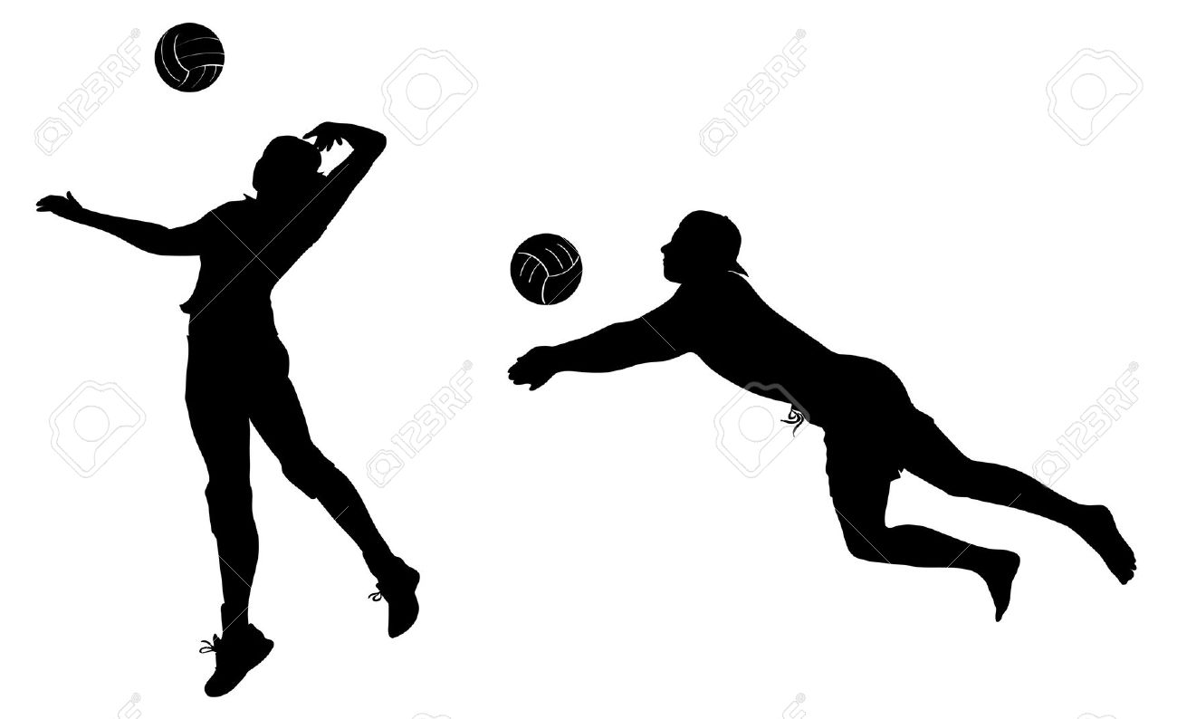 Volleyball players black icons. clip art. Stock Vector - 11102553