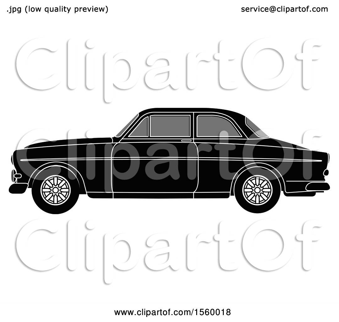 Clipart of a Grayscale Classic Volvo Car - Royalty Free Vector Illustration  by Lal Perera