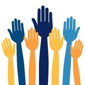 Hands volunteering or voting. - Vote Clipart