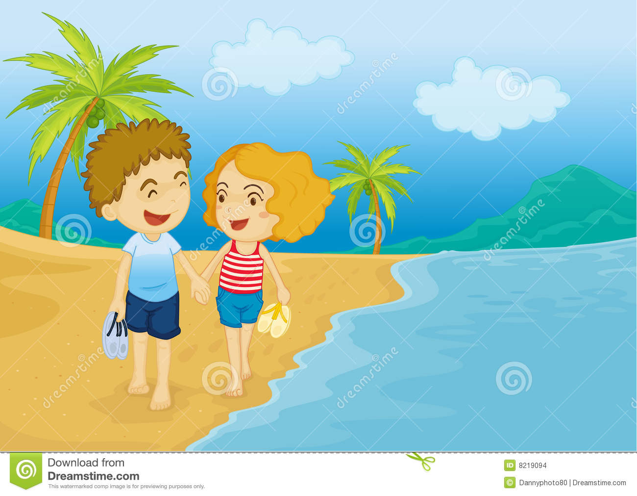 Walking On The Beach Clipart