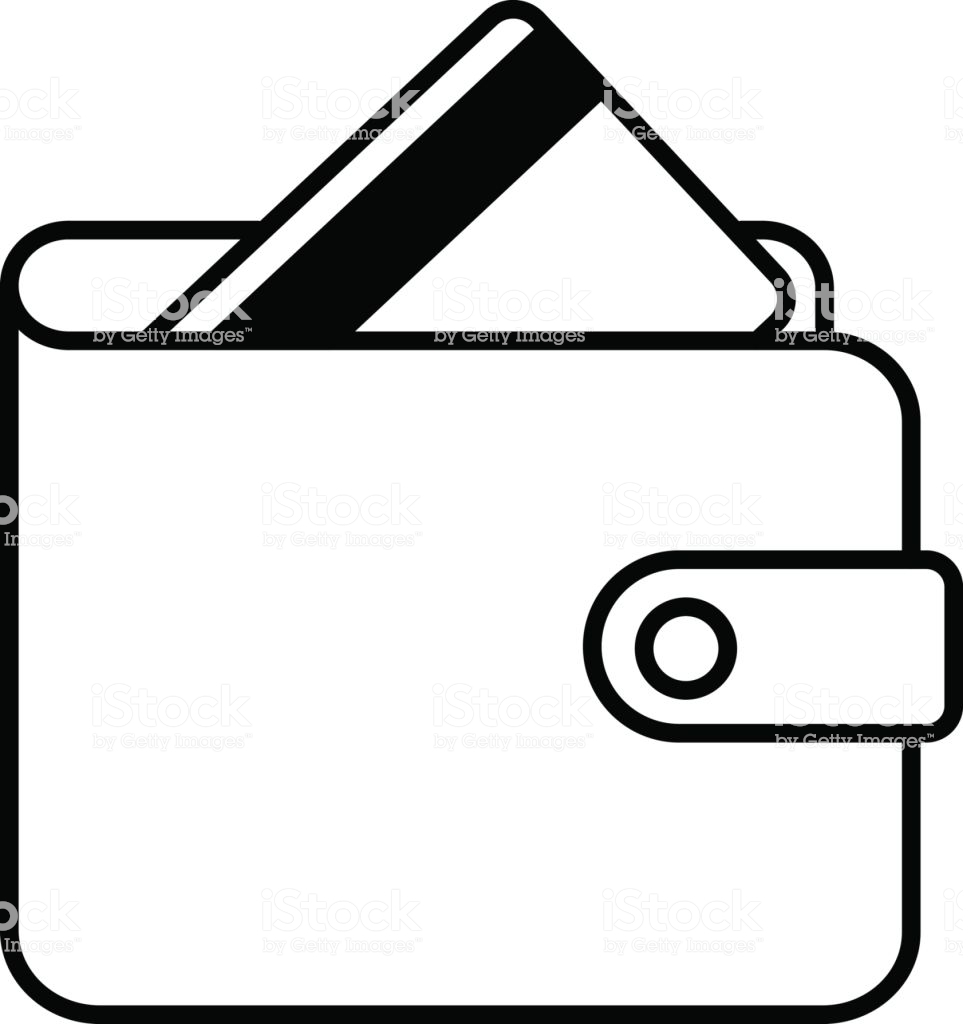 Wallet and credit card icon black contour of vector illustration  royalty-free wallet and credit