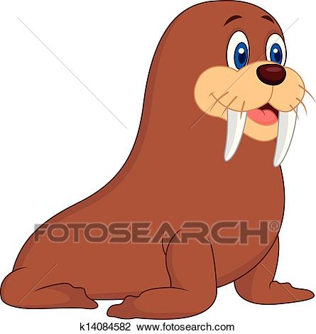 Clipart - Cute walrus cartoon. Fotosearch - Search Clip Art, Illustration  Murals, Drawings