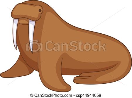 Walrus Icon, Cartoon Style Vector