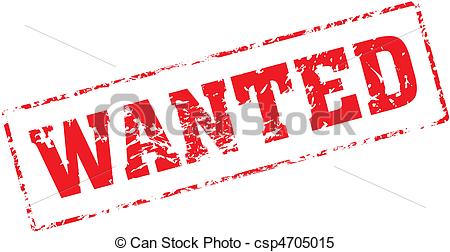 wanted - Grungy ink stamp, vector format very easy to edit