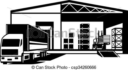 Truck loaded goods in warehouse - csp34260666