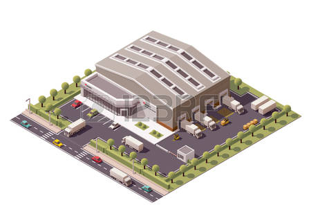 Vector isometric warehouse building icon