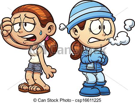... Warm and cold girls clip  - Clip Art Cold
