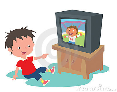 Watch Tv At Quarter Past Seve - Watching Tv Clipart
