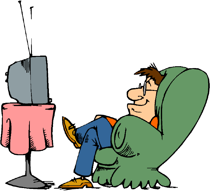 watching tv clipart