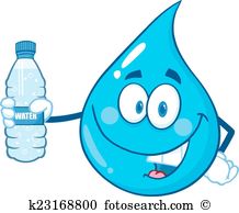 Water Drop Holding A Water Bo - Clipart Water Bottle