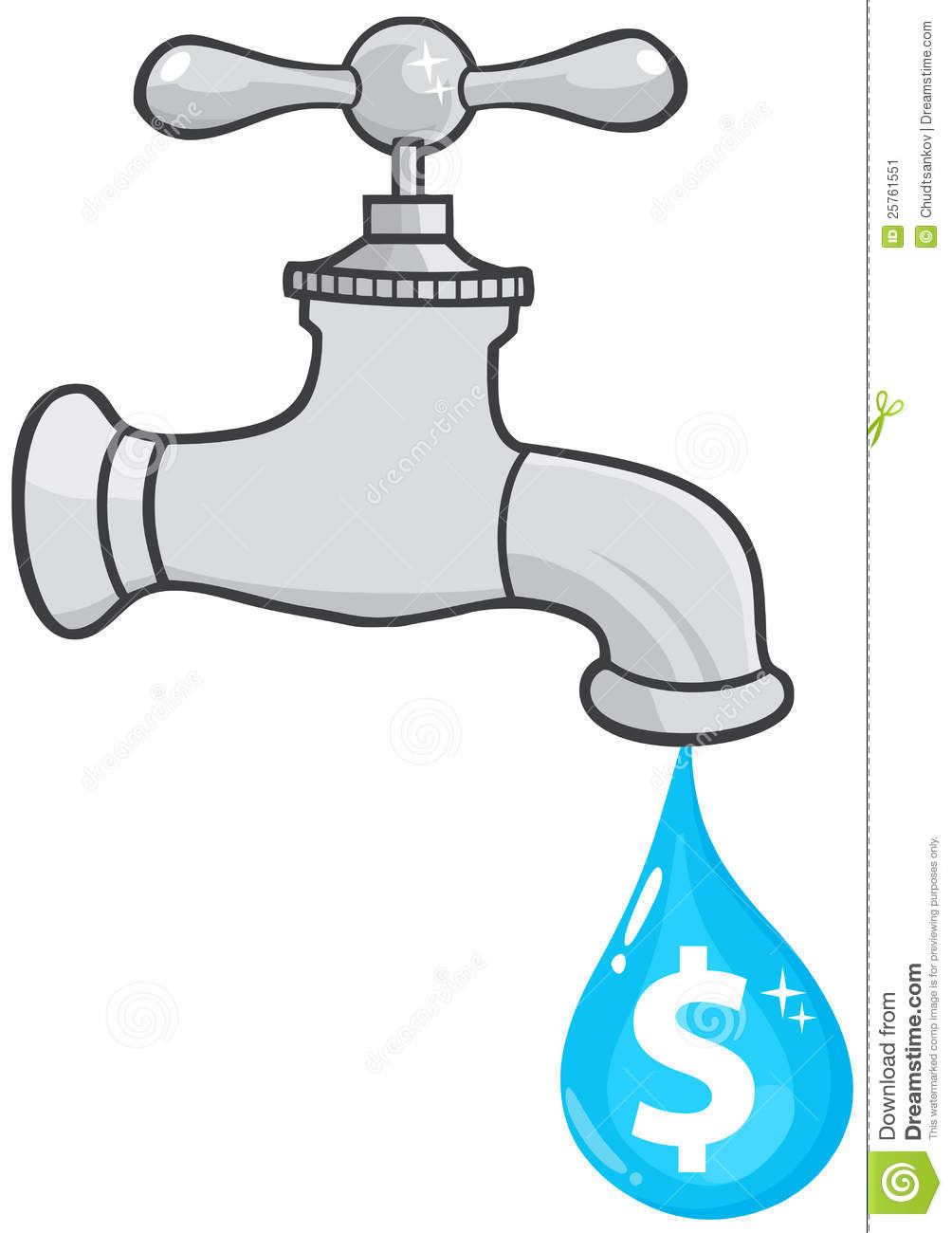 Water Faucet With Dollar Drip - Water Faucet Clipart