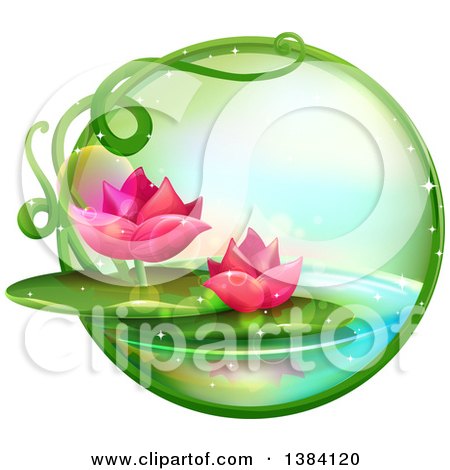 Green Magical Orb With Pink W - Water Lily Clipart