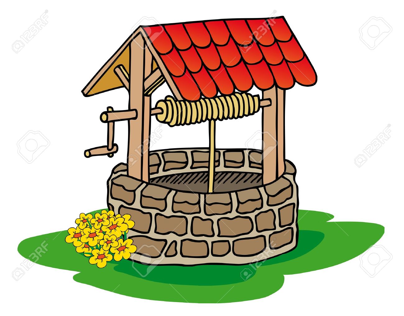water well: Well with flowers - Well Clip Art