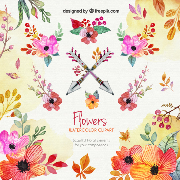 Watercolor flowers clipart - Free Floral Clip Art