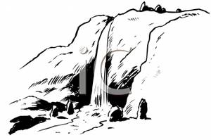 Waterfall Clip Art Black And White
