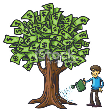 Watering Money Tree Clipart C