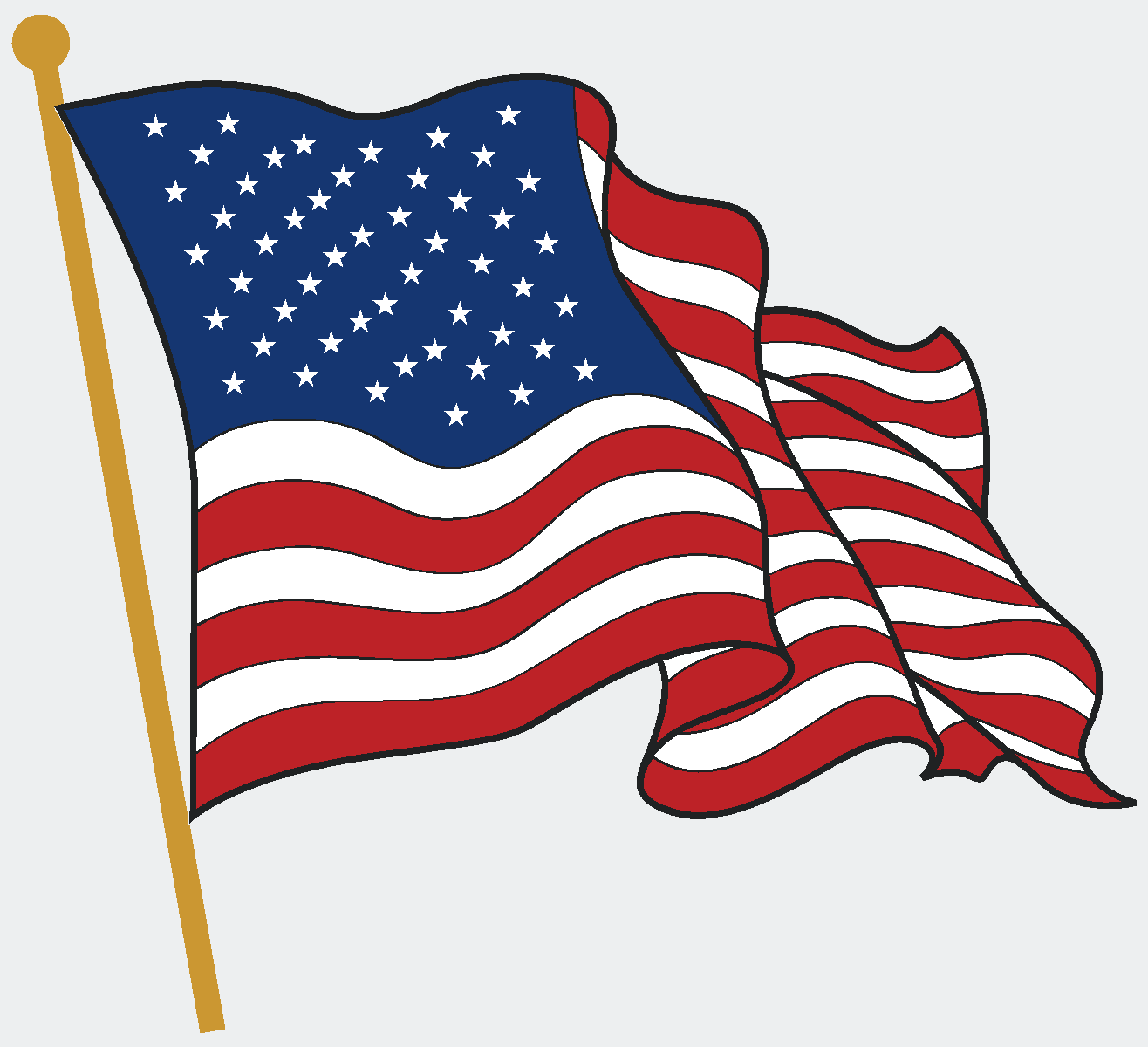 Waving american flag on pole clipart free clip art images 2